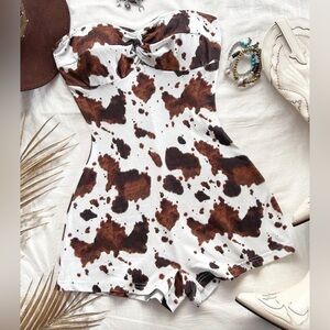 Cow Print Strapless Romper